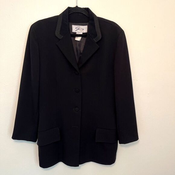 GENNY by Versace Made In Italy Luxury Wool Felt Collar Blazer Coat, Black-US 12 - Picture 1 of 9